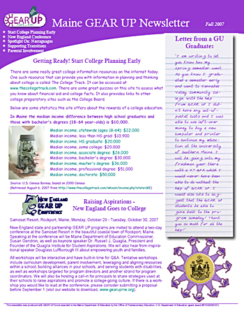 GEAR UP Fall 2007 Newsletter